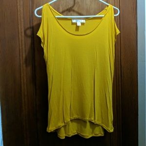 Gold cold shoulder top